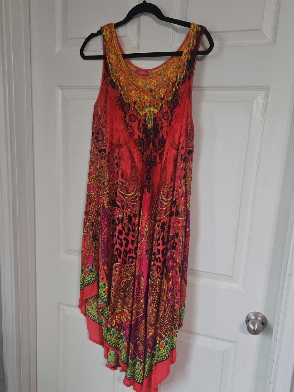 Blush Orange and Pink Printed Tank Dress Asymetrical One Size